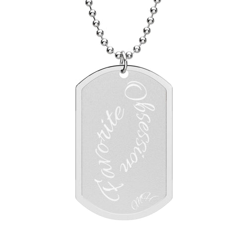 FAVORITE OBSESSION Necklace — Engraved "Favorite OBSESION" Pendant (Gold or Silver)
