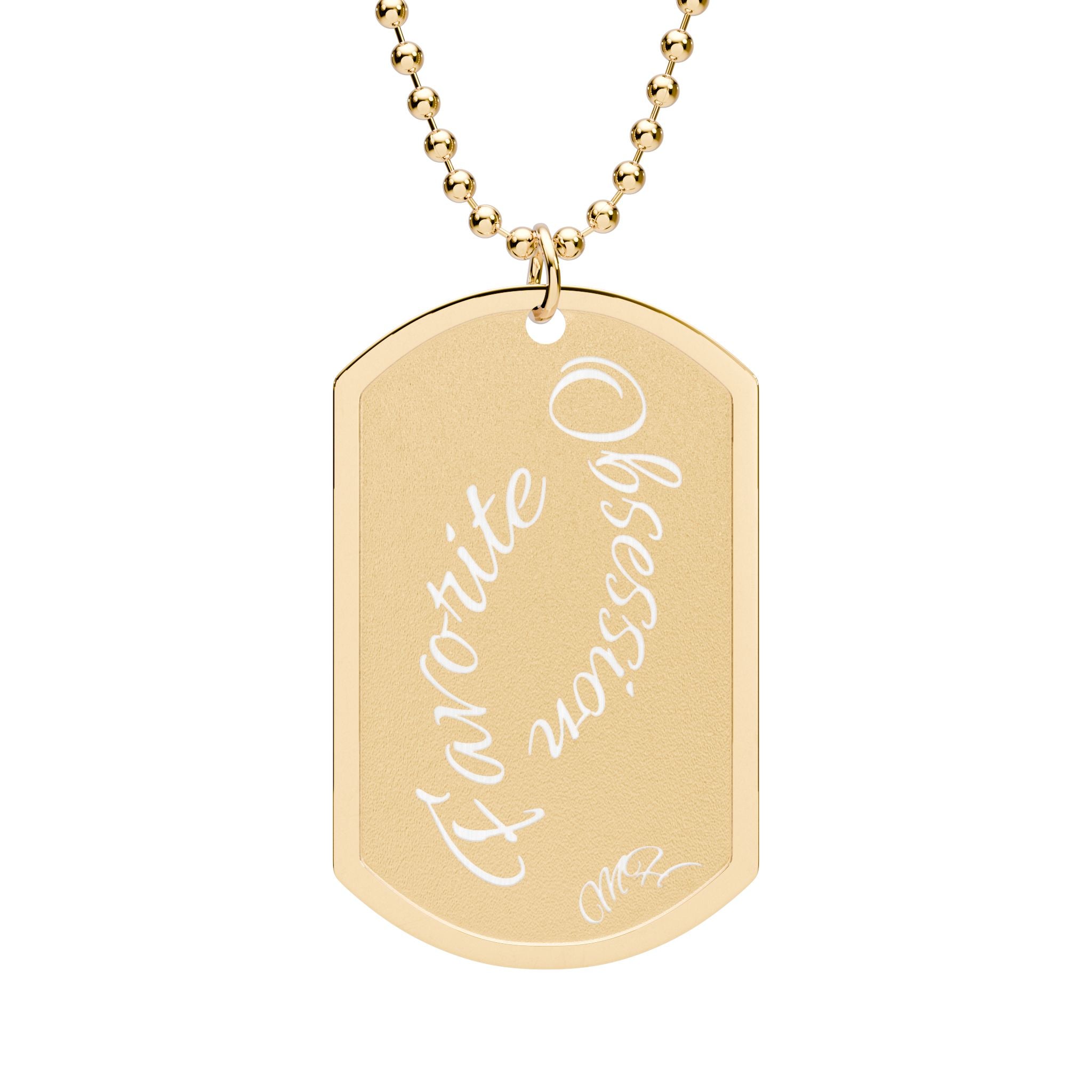 FAVORITE OBSESSION Necklace — Engraved "Favorite OBSESION" Pendant (Gold or Silver)