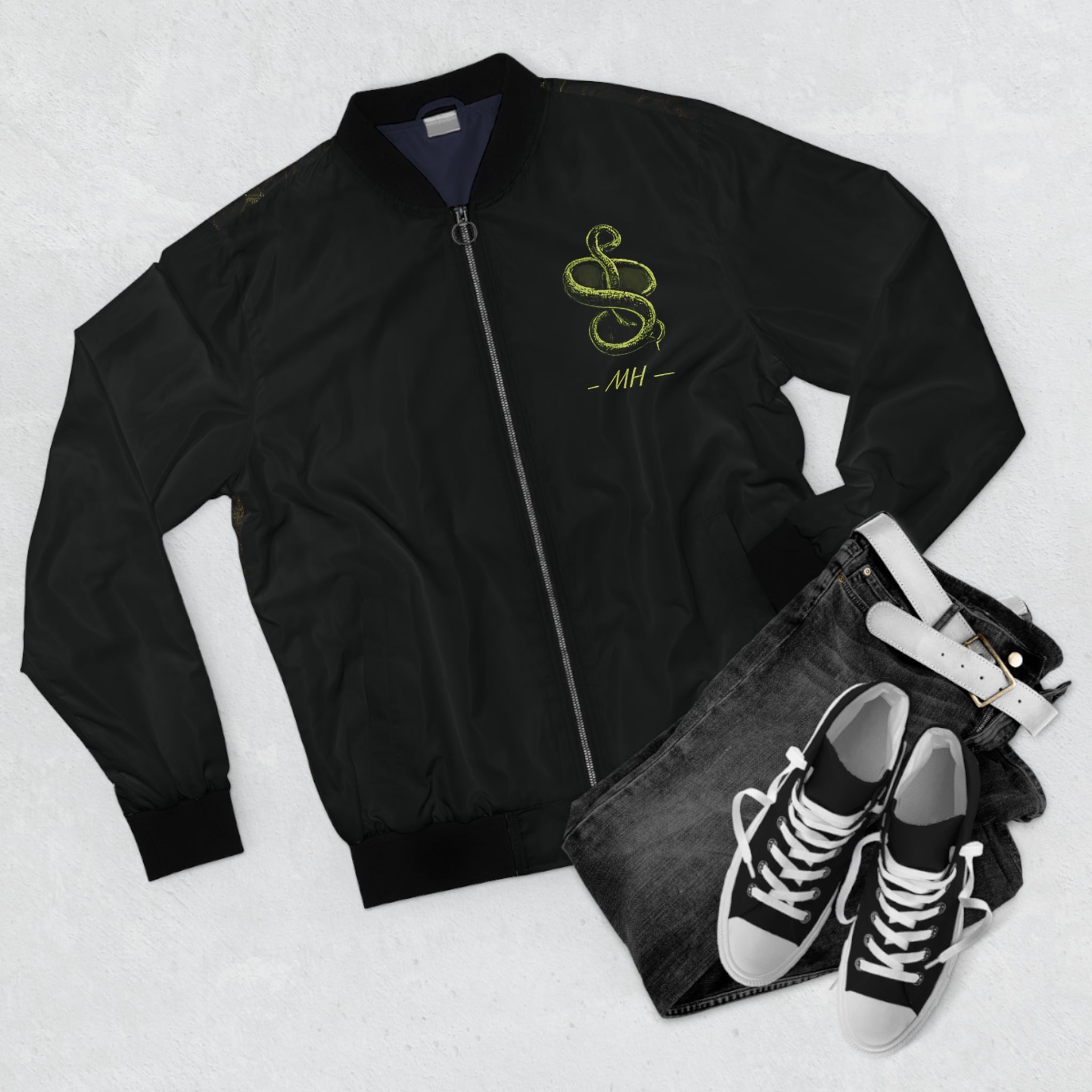 Snake Veneno Bomber Jacket — Men's Toxic Snake Graphic Bomber