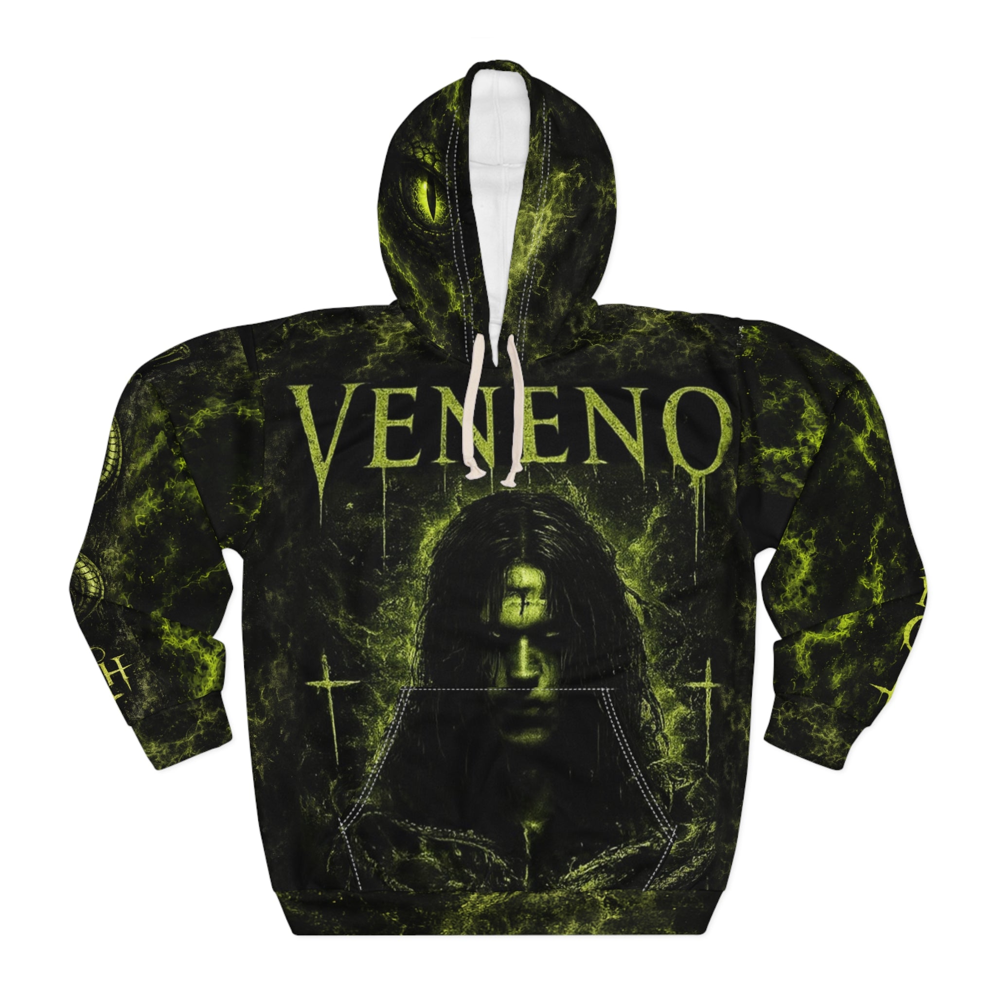 Veneno Snake Hoodie — Dark Gothic All-Over Print Pullover