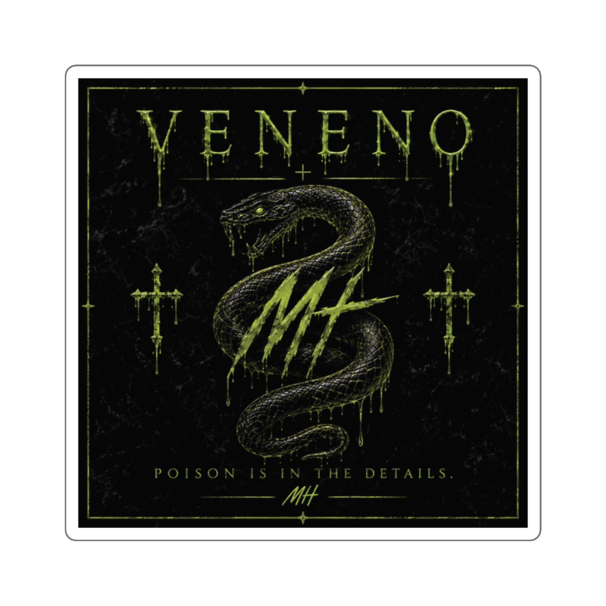 Veneno Snake Square Sticker — 'Poison Is in the Details' Gothic Decal